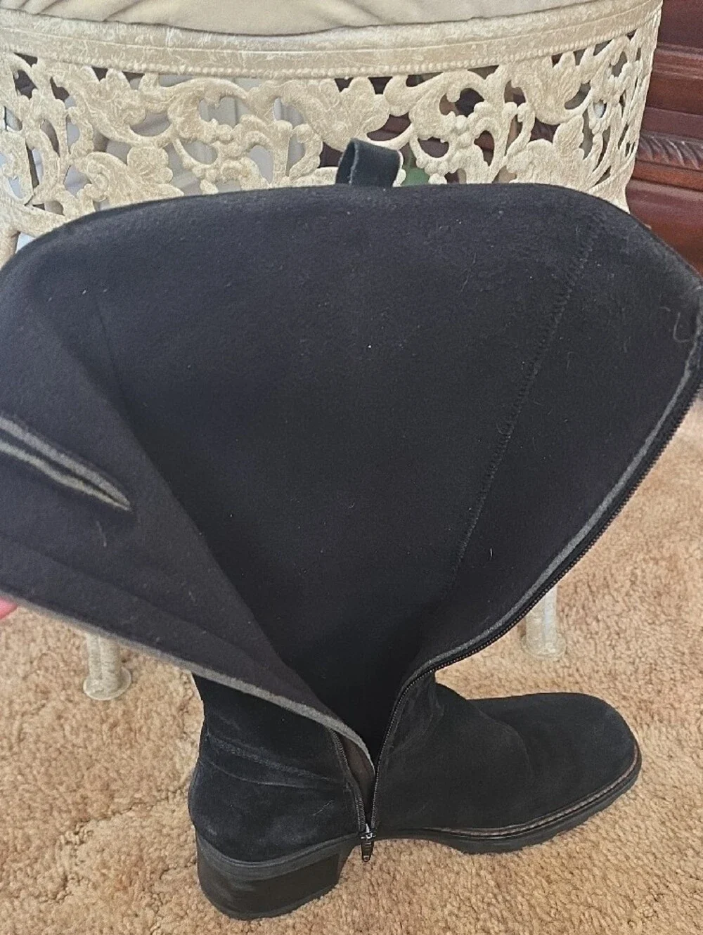 Aquatalia By Marvin K. Black Suede Weather Proof Knee High